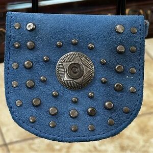 Free People Studded Clip On Wallet Suede Leather Pouch Keychain